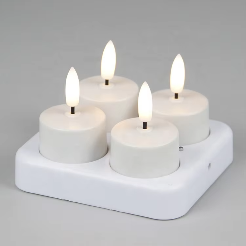 Basicxl | Ledsen CozyCandles: Genopladelige 3D Bærbare LED Te Hyggelige Stearinlys Lys
