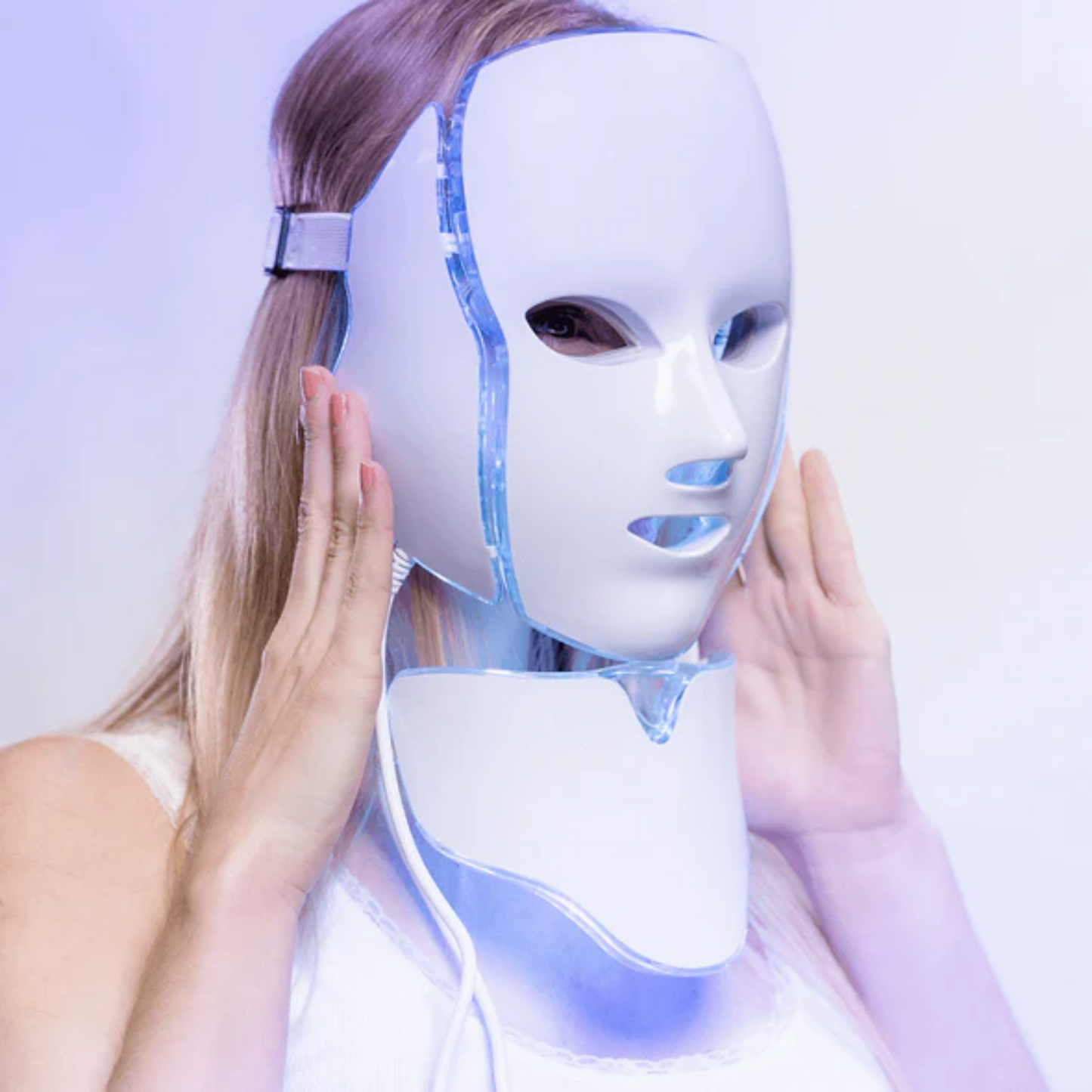 Basicxl | LED-maske med 7 farver til lysbehandling af ansigt og hals – anti-aging