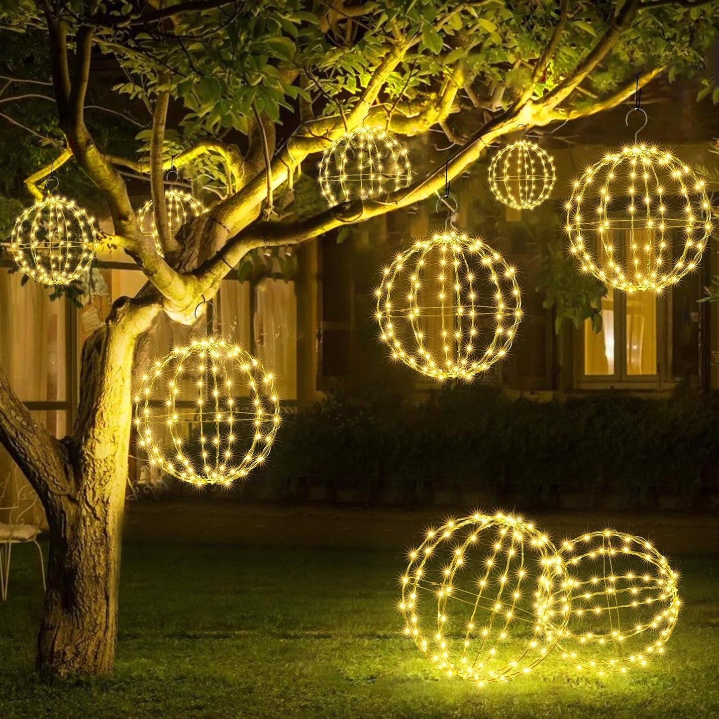 Basicxl | Ledsen ChristmasBall: LED Hængende Julekugle Lys Til Udendørs Have Dekoration