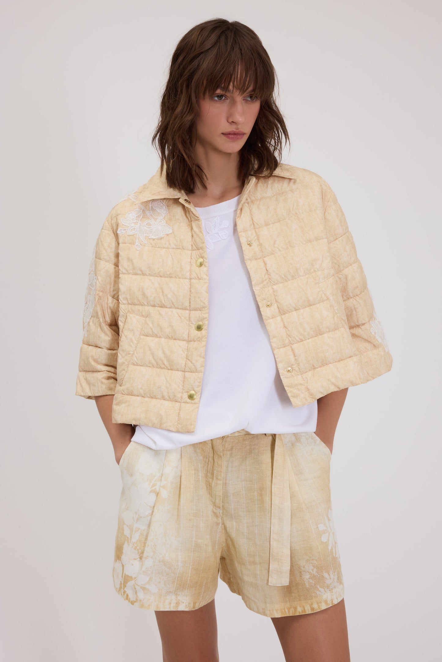BASICXL CROPPED DUNJAKKE MED BRODERI