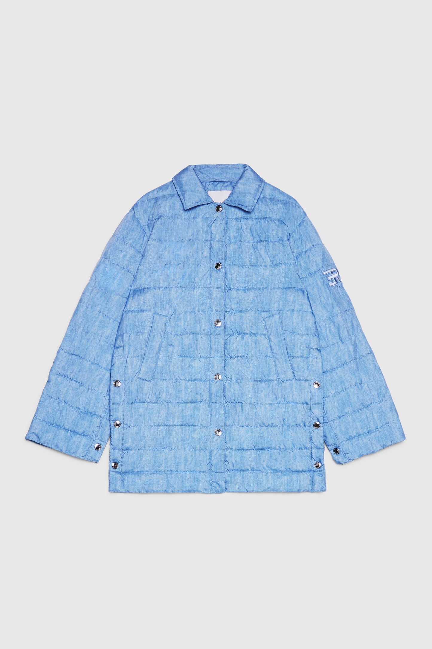 BASICXL DENIM PRINTET DUNJAKKE MED LOGO OG GYLDNE KNAPPER
