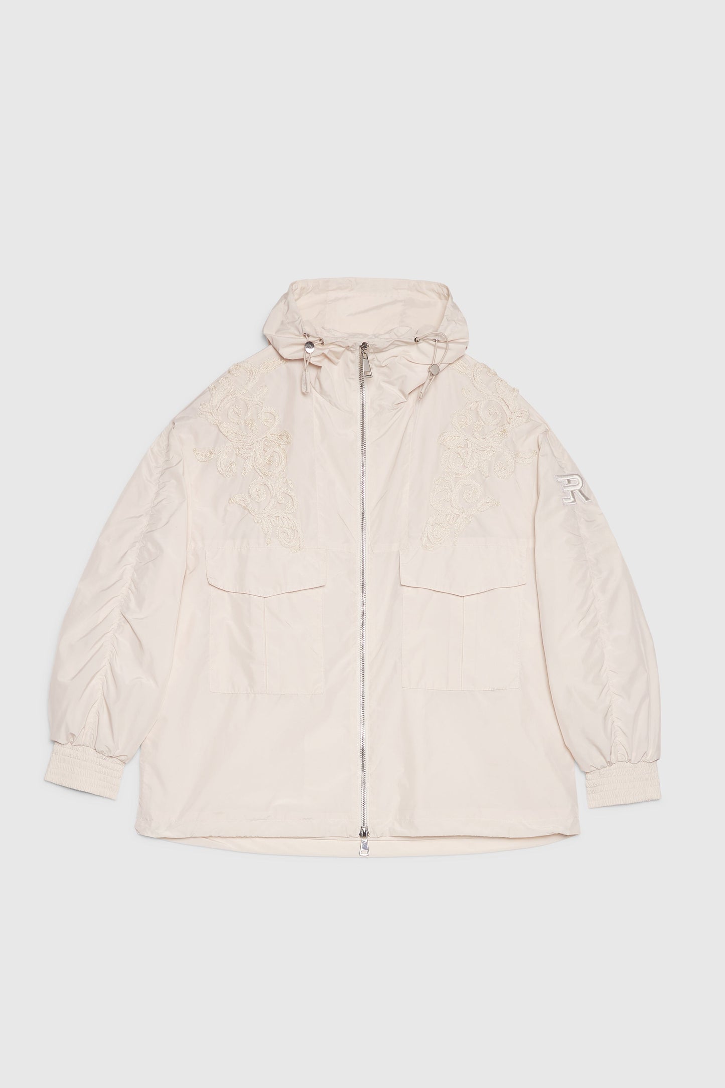 BASICXL TAFFETA PARKA MED HÆTTE OG KORNET BRODERI