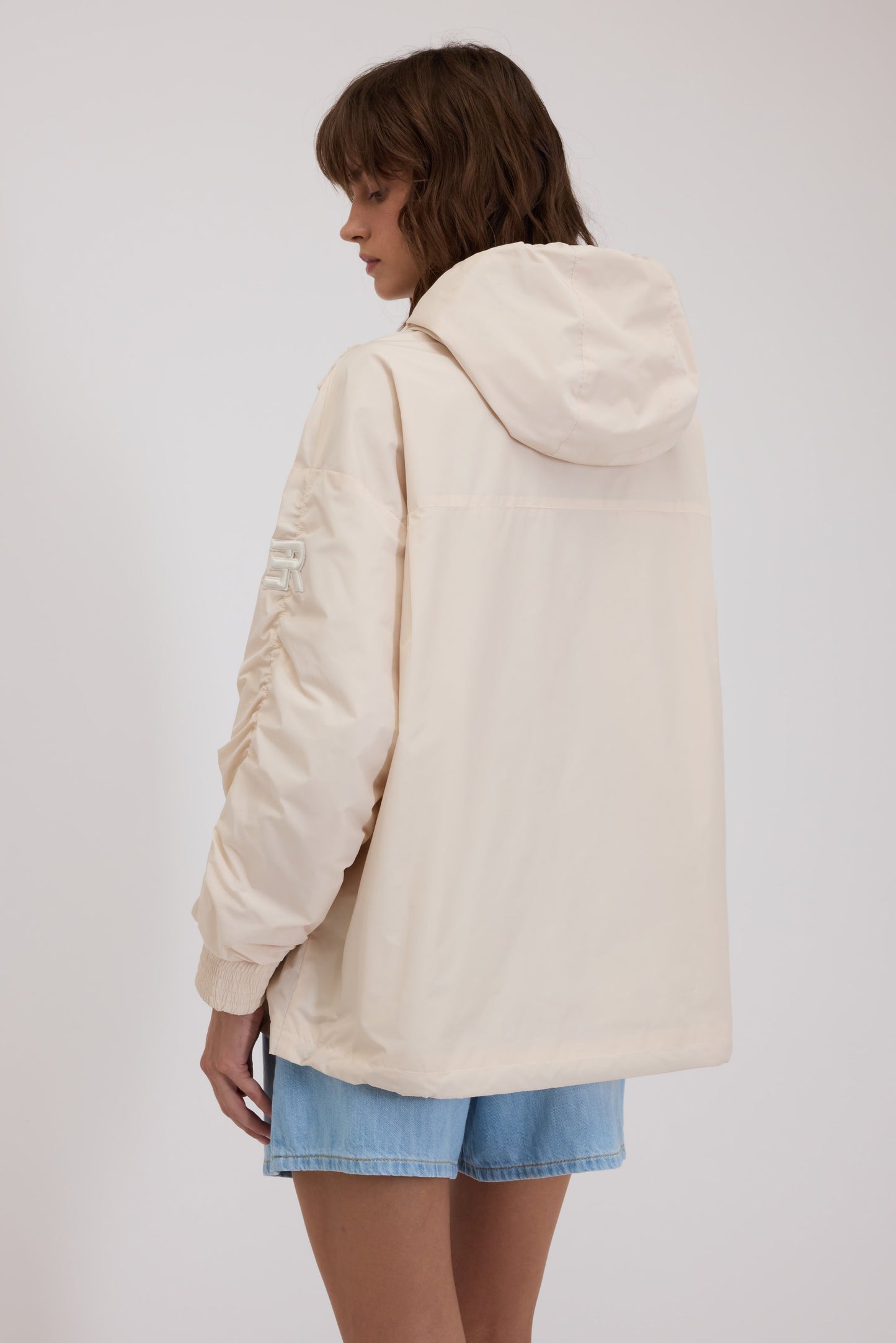 BASICXL TAFFETA PARKA MED HÆTTE OG KORNET BRODERI