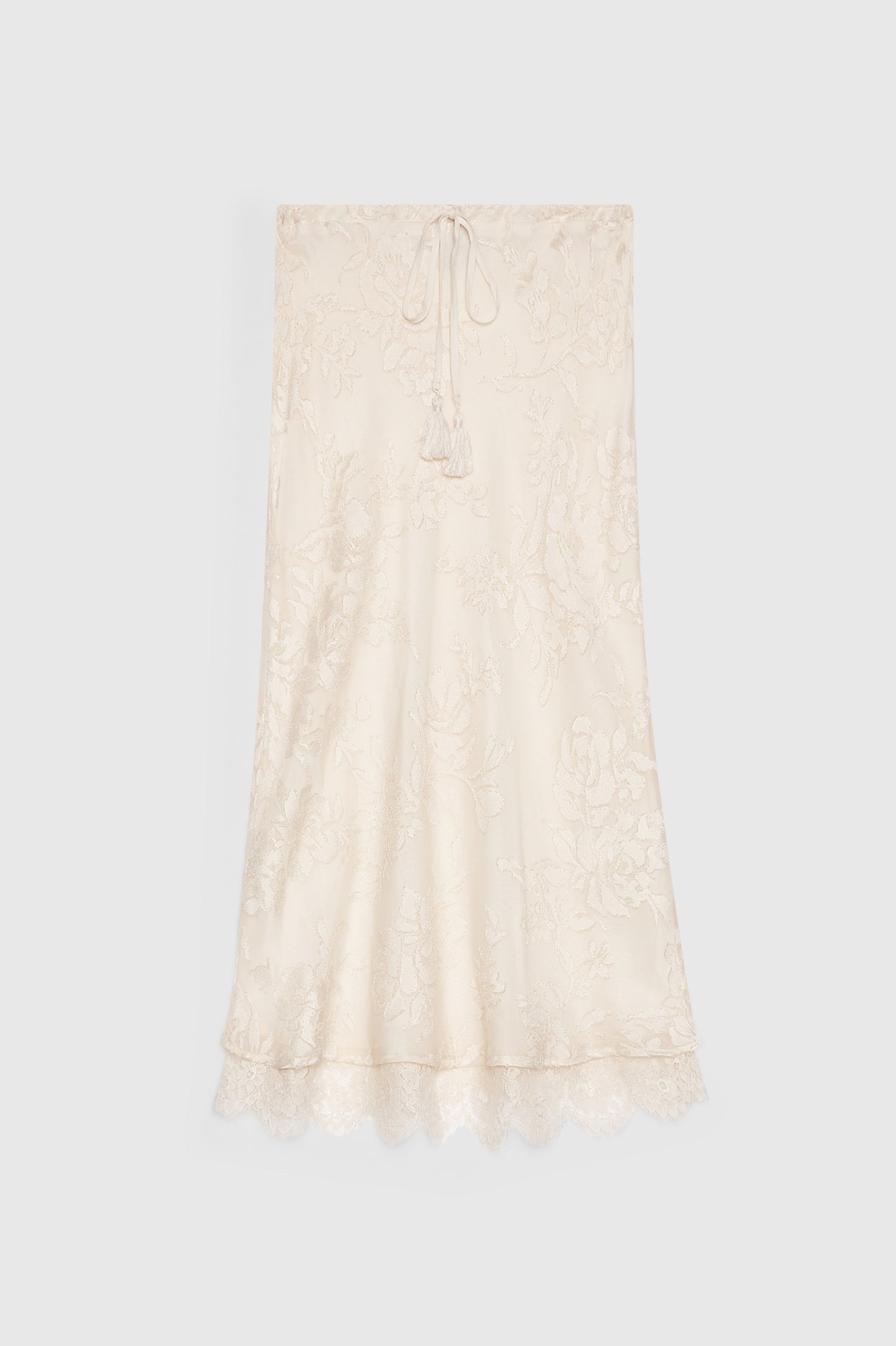 BASICXL MIDI SATIN DEVORÉ NEDERDEL MED BLOMSTER