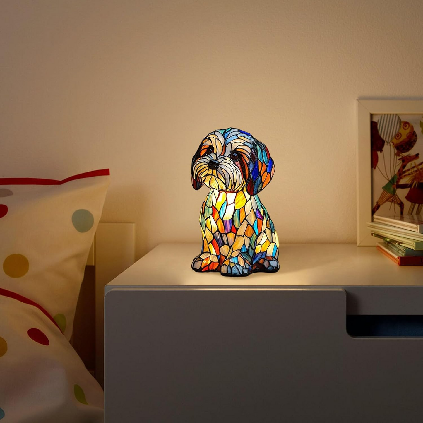 BasicXL | Ledsen DogLamp – Moderne kunstnerisk plettet hunde ambient lampe