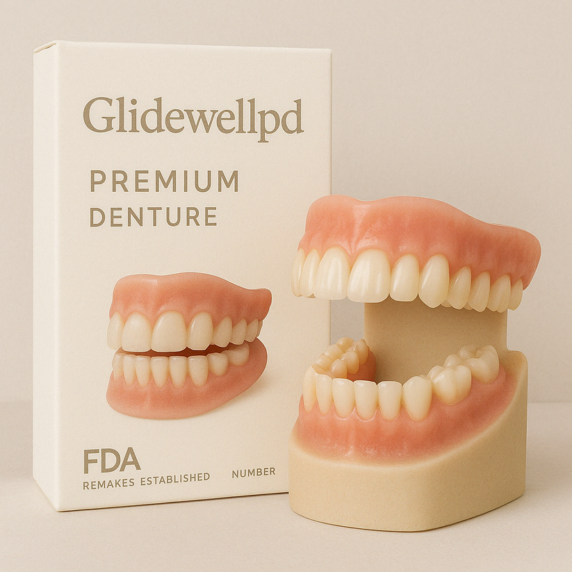Basicxl | Glidewellpd – Komplet premium-tandprotesesæt for naturlig komfort