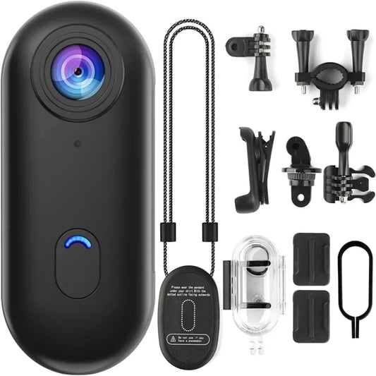Basicxl | Vandtæt 4K-mini-actionkamera med WiFi og 360° magnetisk holder