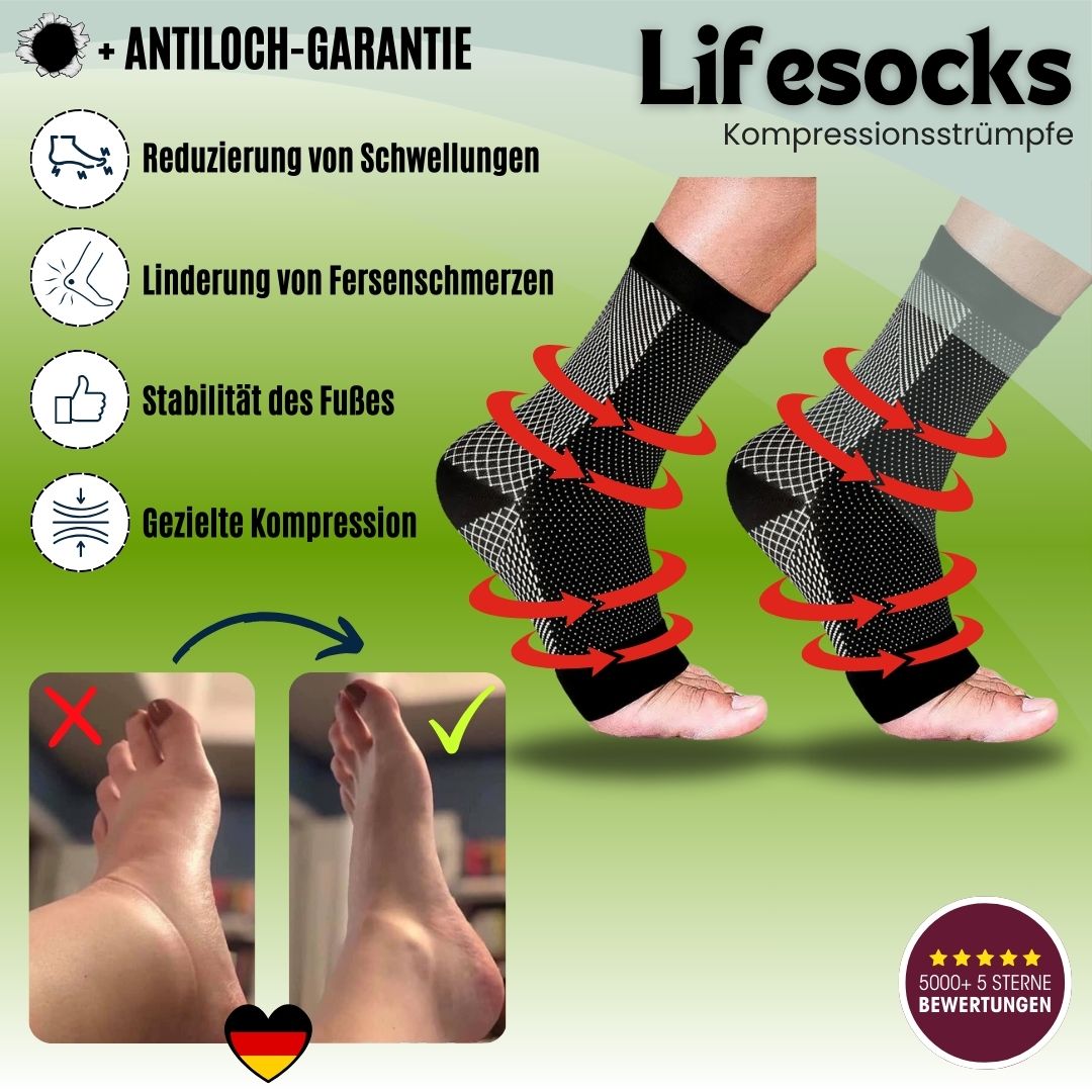 Basicxl | Lifesocks – Kompressionsstrømper til trætte og ømme fødder