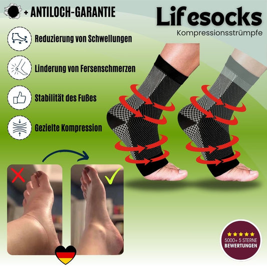 Basicxl | Lifesocks – Kompressionsstrømper til trætte og ømme fødder