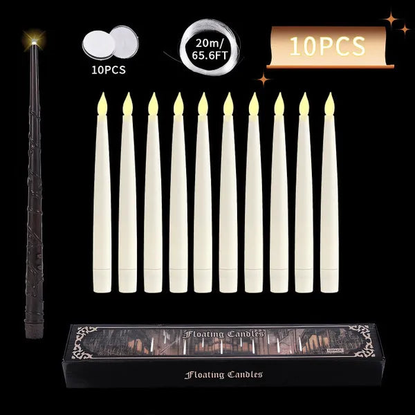 Basicxl | Ledsen FloatingCandles - Svævende LED Lys Med Stav Fjernbetjening Controller