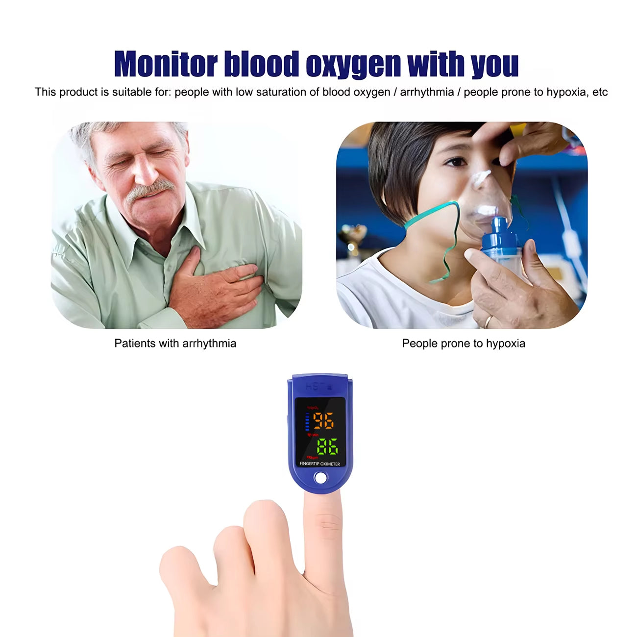BasicXL | Finger Pulsoximeter – Blodilt & Pulsmåler (Ikke-invasiv & Hurtig Måling)