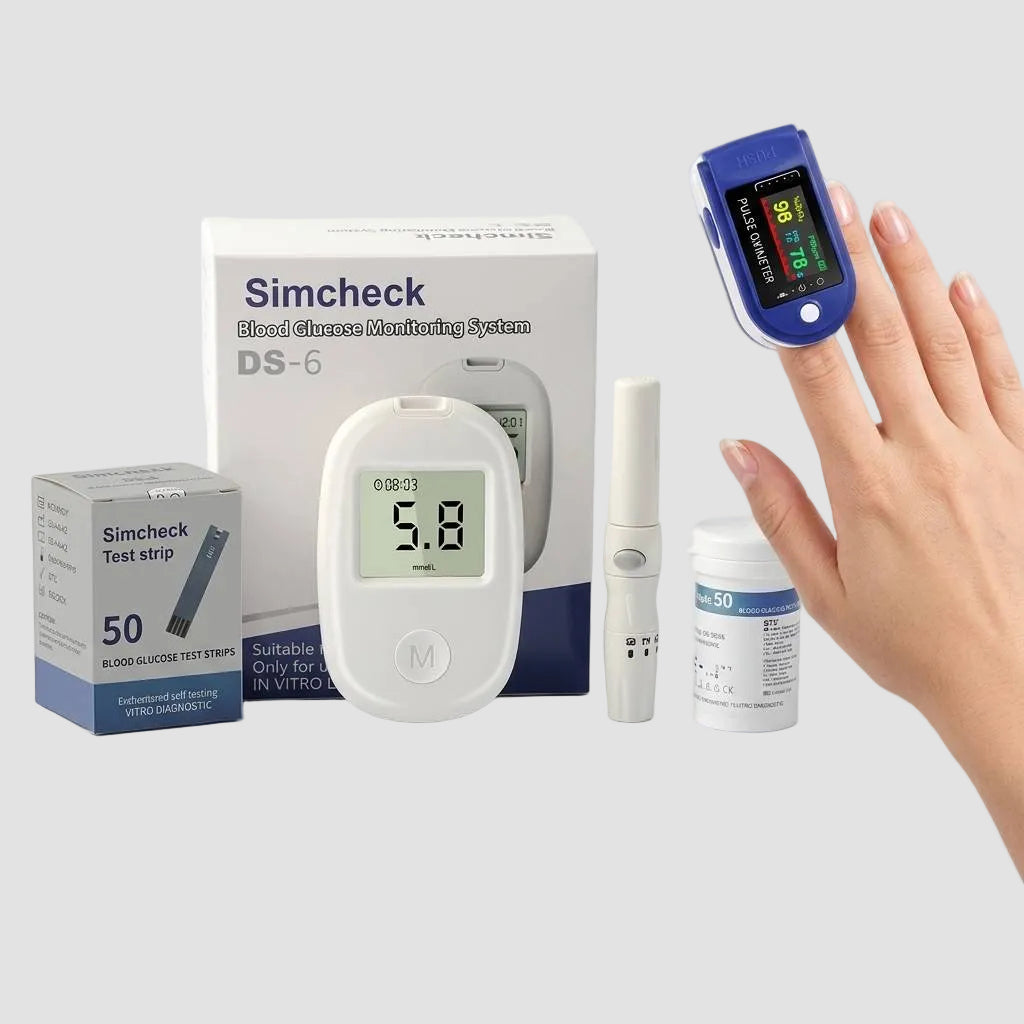 Basicxl | Sundhedsmåler Sæt – Pulsoximeter (SpO₂ & Puls) + Blodsukkermåler DS-6